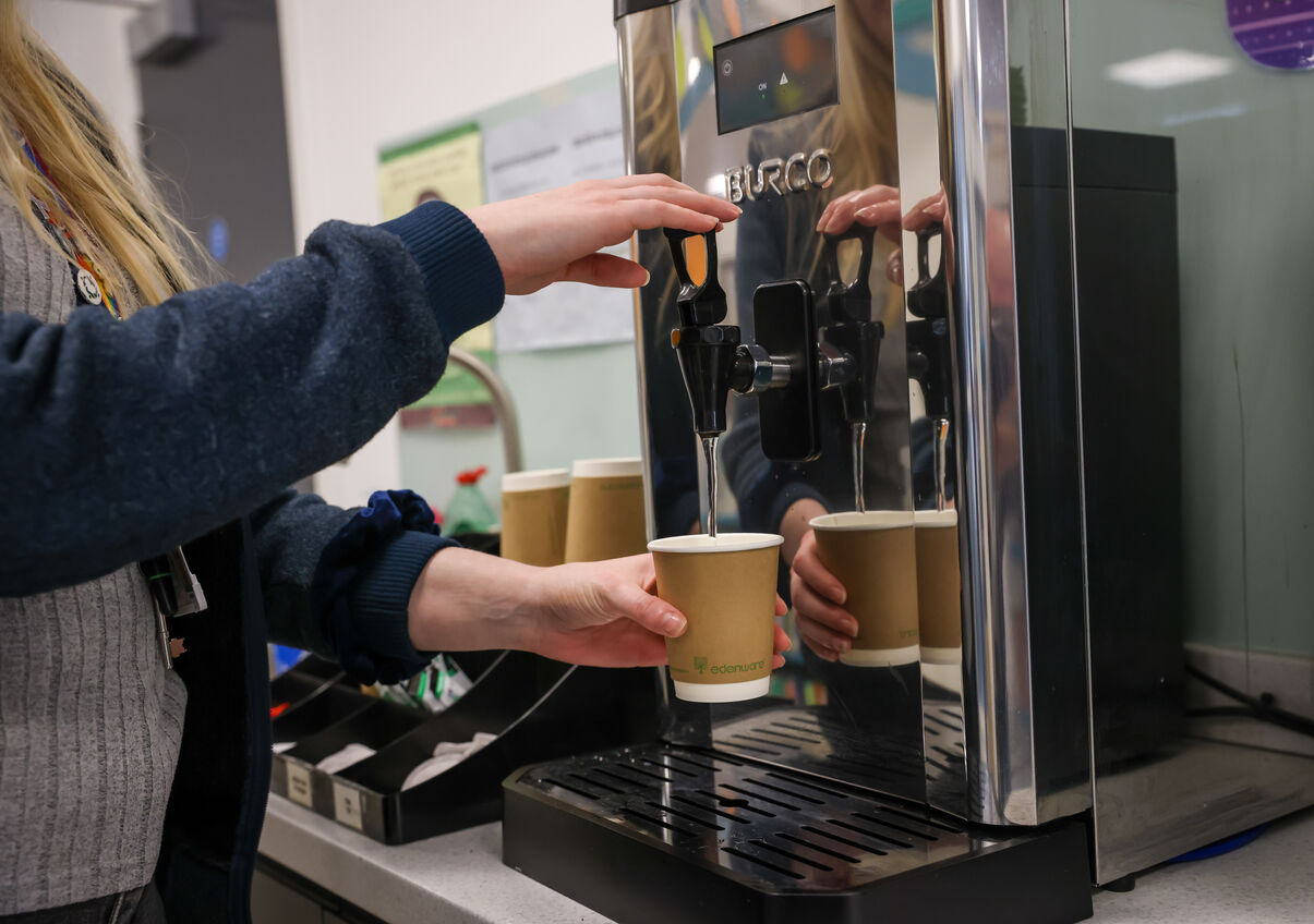 Making a cup of tea in the library kitchen