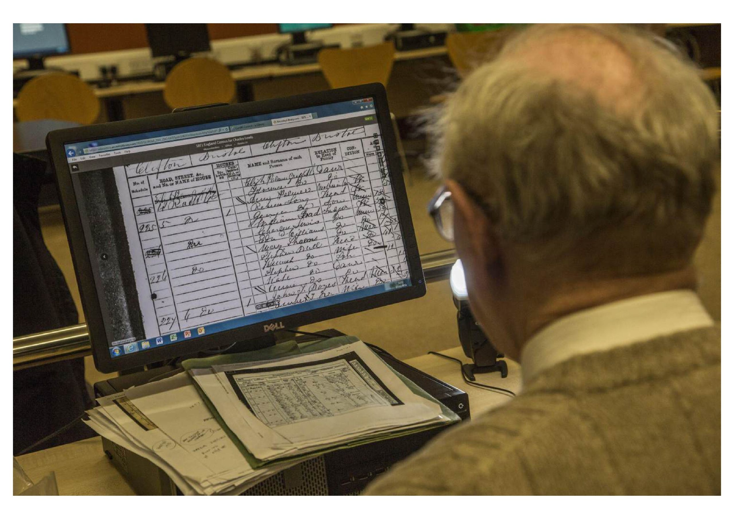 Library user researching his family history